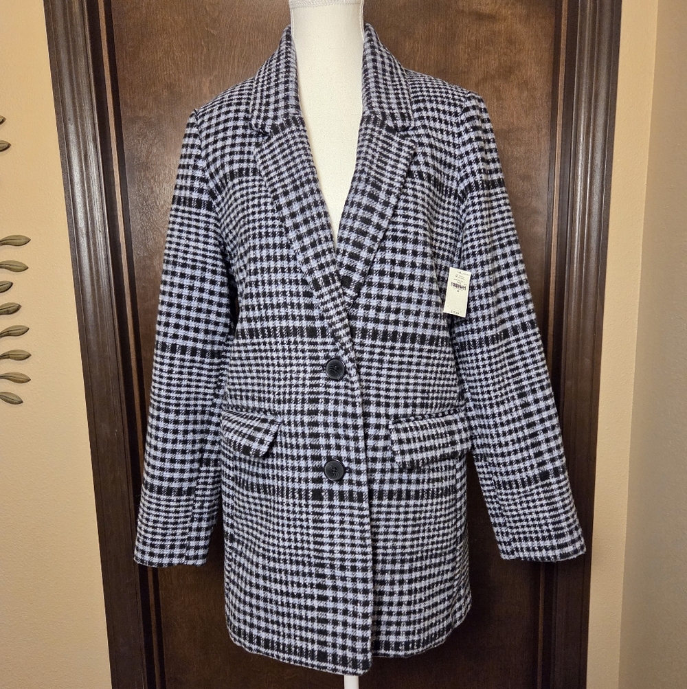 Old Navy Blue & White Houndstooth Coat NWT
